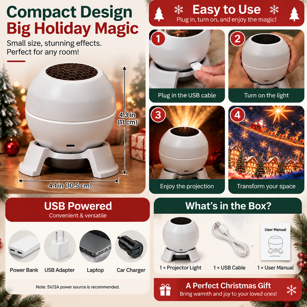 Projetor de Natal com projeção decorativa